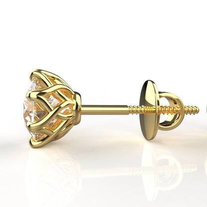 Avarta Jewellery 18k Gold 1 Carat Each Moissanite Solitaire Stud Earrings For Girls &amp; Women