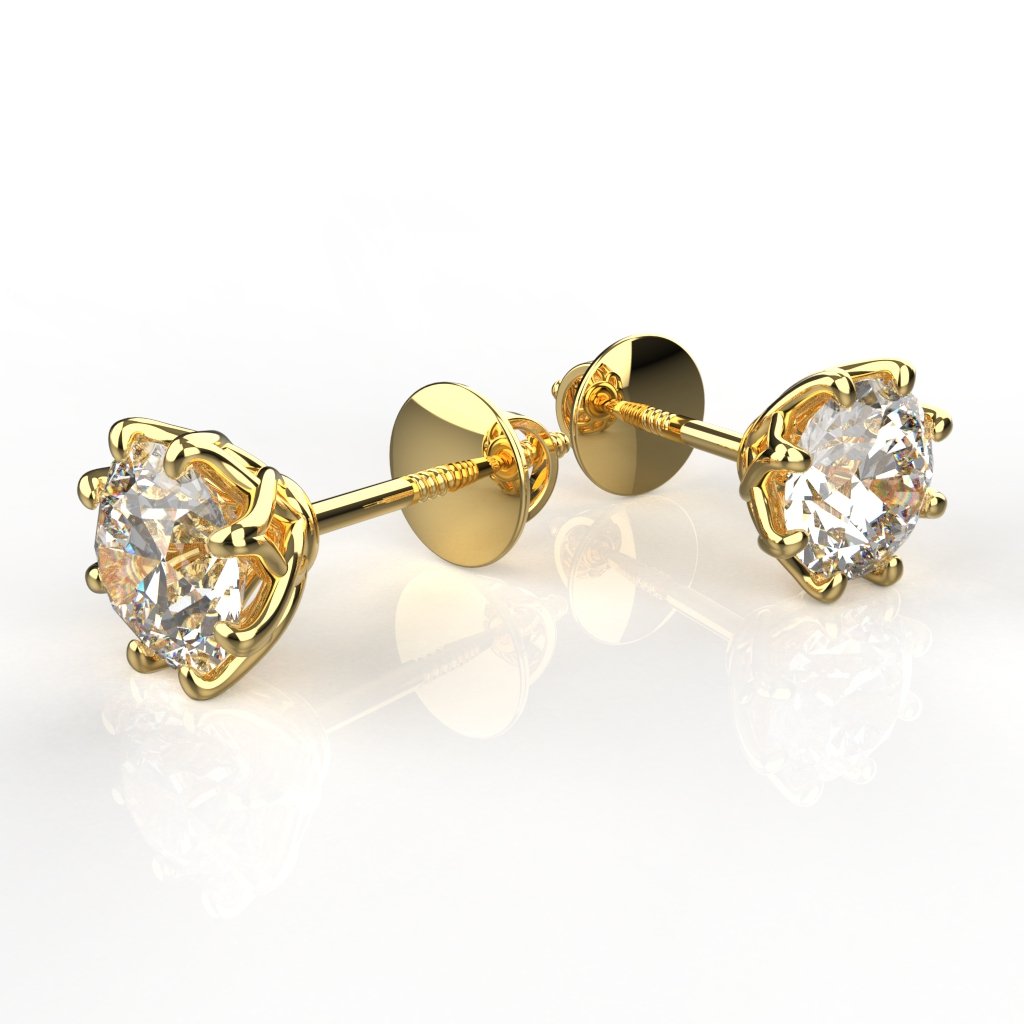 Avarta Jewellery 18k Gold 1 Carat Each Moissanite Solitaire Stud Earrings For Girls &amp; Women