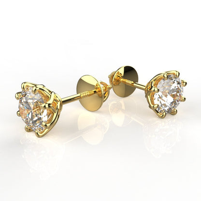 Avarta Jewellery 14k Gold Solitaire Stud Earrings For Girls & Women