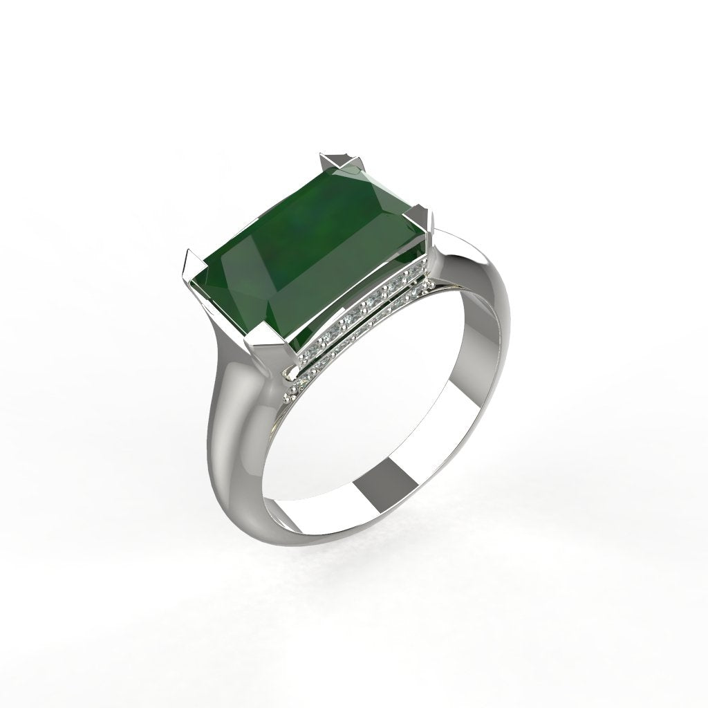Avarta Faux Emerald Silver Diamond Ring For Girls &amp; Women Main image