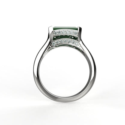 Avarta Faux Emerald Silver Diamond Ring For Girls &amp; Women