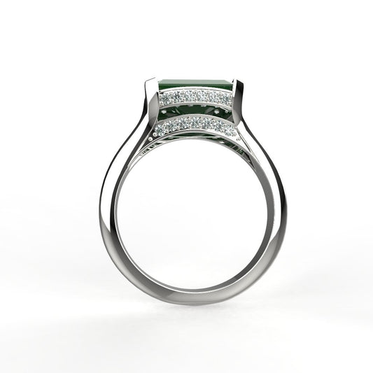 Avarta Faux Emerald Silver Diamond Ring For Girls &amp; Women