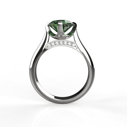 Avarta Jewellery Sterling Silver Emerald Ring With Diamonds For Girls &amp; Wemen