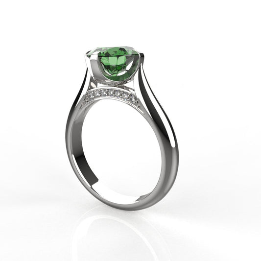 Avarta Jewellery Sterling Silver Emerald Ring With Diamonds For Girls &amp; Wemen