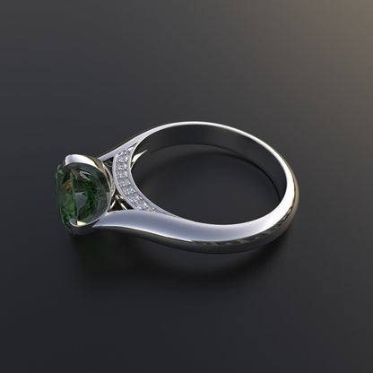 Avarta Jewellery Sterling Silver Emerald Ring With Diamonds For Girls &amp; Wemen