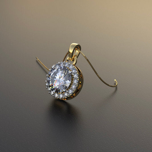 Avarta Sterling Silver 1 Carat Moissanite Halo Pendant With Gold Plating