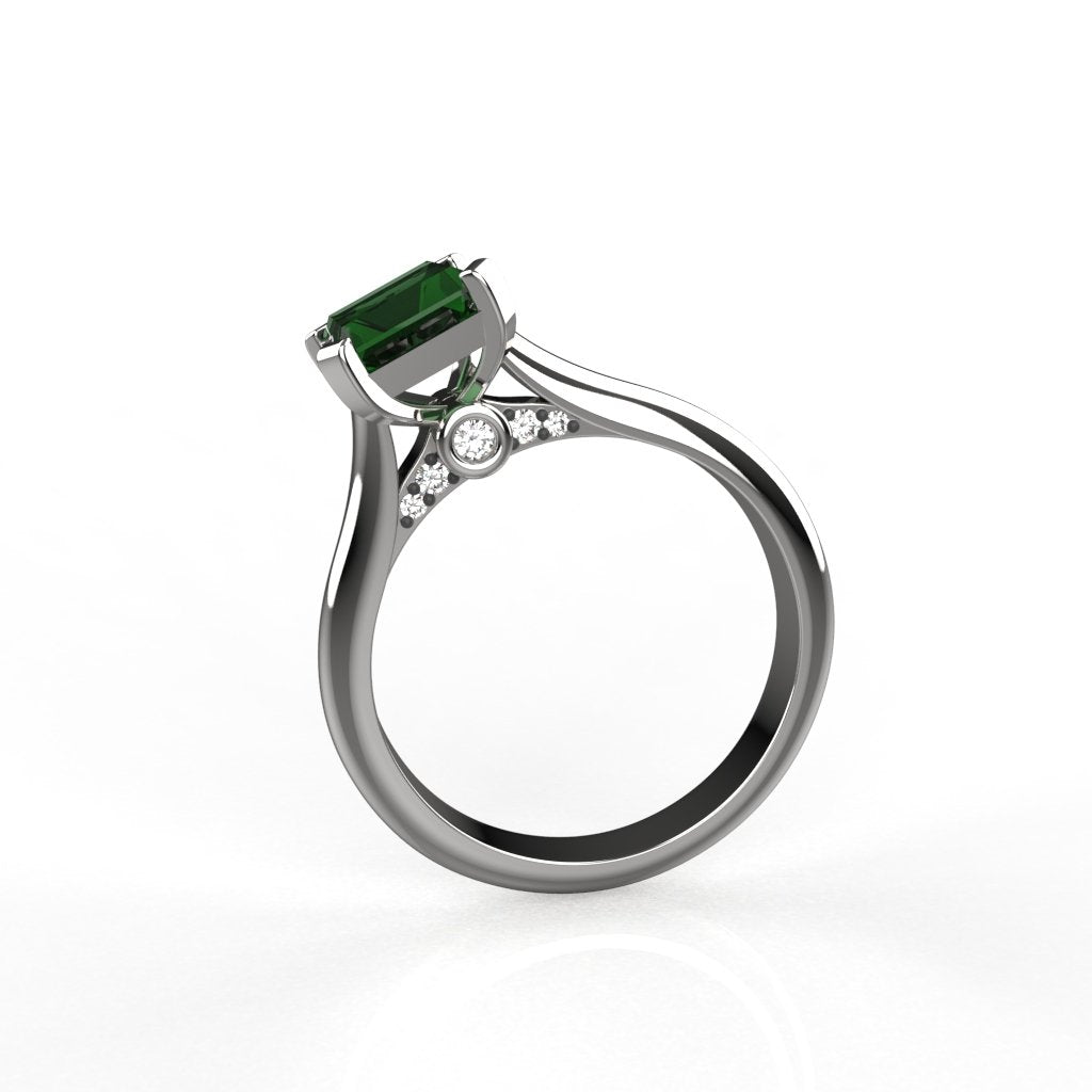 Avarta Jewellery Sterling Silver Faux Emerald Ring With Diamonds For Girls &amp; Women