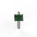 Avarta Jewellery Sterling Silver Faux Emerald Ring With Diamonds For Girls &amp; Women