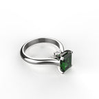 Avarta Jewellery Sterling Silver Faux Emerald Ring With Diamonds For Girls &amp; Women