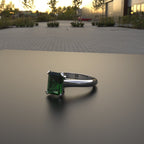 Avarta Jewellery Sterling Silver Faux Emerald Ring With Diamonds For Girls &amp; Women