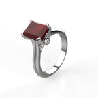 Avarta Jewellery Sterling Silver Faux Ruby Ring With Diamonds