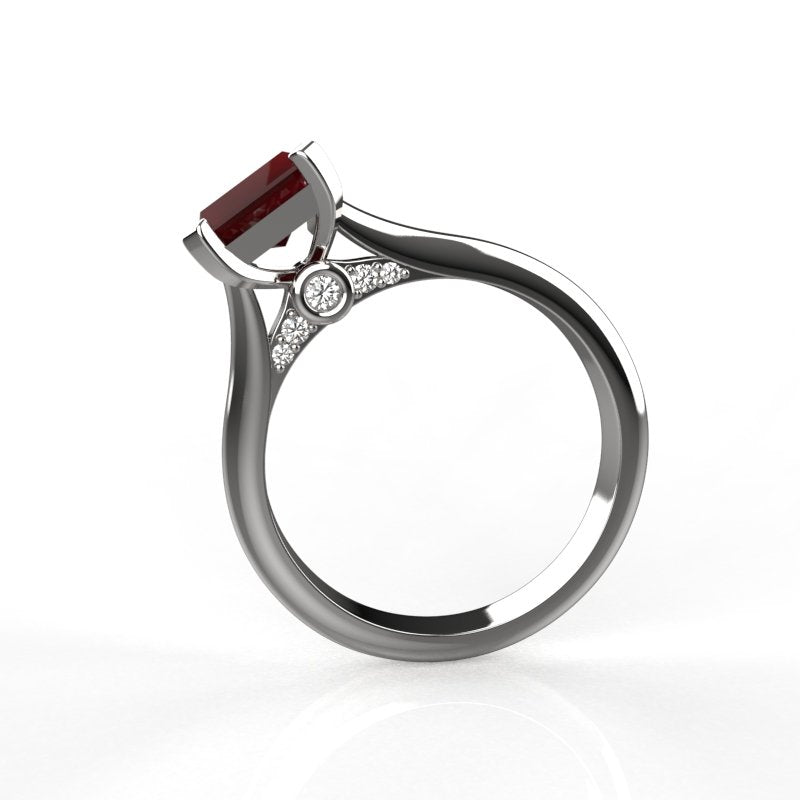 Avarta Jewellery Sterling Silver Faux Ruby Ring With Diamonds