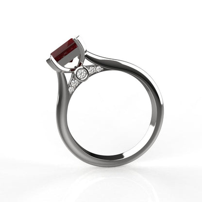 Avarta Jewellery Sterling Silver Faux Ruby Ring With Diamonds