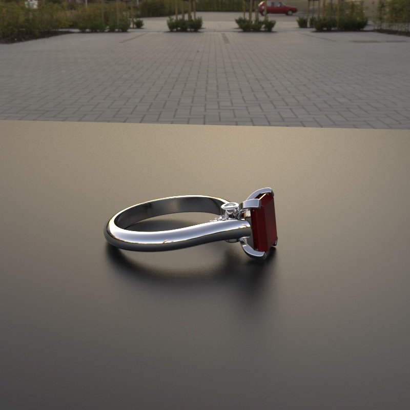 Avarta Jewellery Sterling Silver Faux Ruby Ring With Diamonds