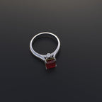 Avarta Jewellery Sterling Silver Faux Ruby Ring With Diamonds