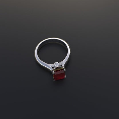 Avarta Jewellery Sterling Silver Faux Ruby Ring With Diamonds