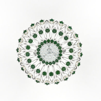 Avarta Jewellery Sterling Silver Ring With Synthetic Emerald &amp; American Diamonds For Girls &amp; Wemen