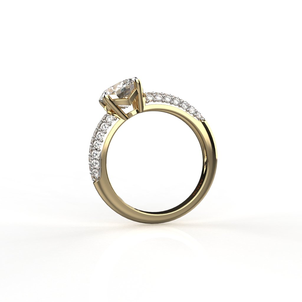 Avarta Jewellery Sterling Silver 2 Carat Engagement Ring With Gold Polish
