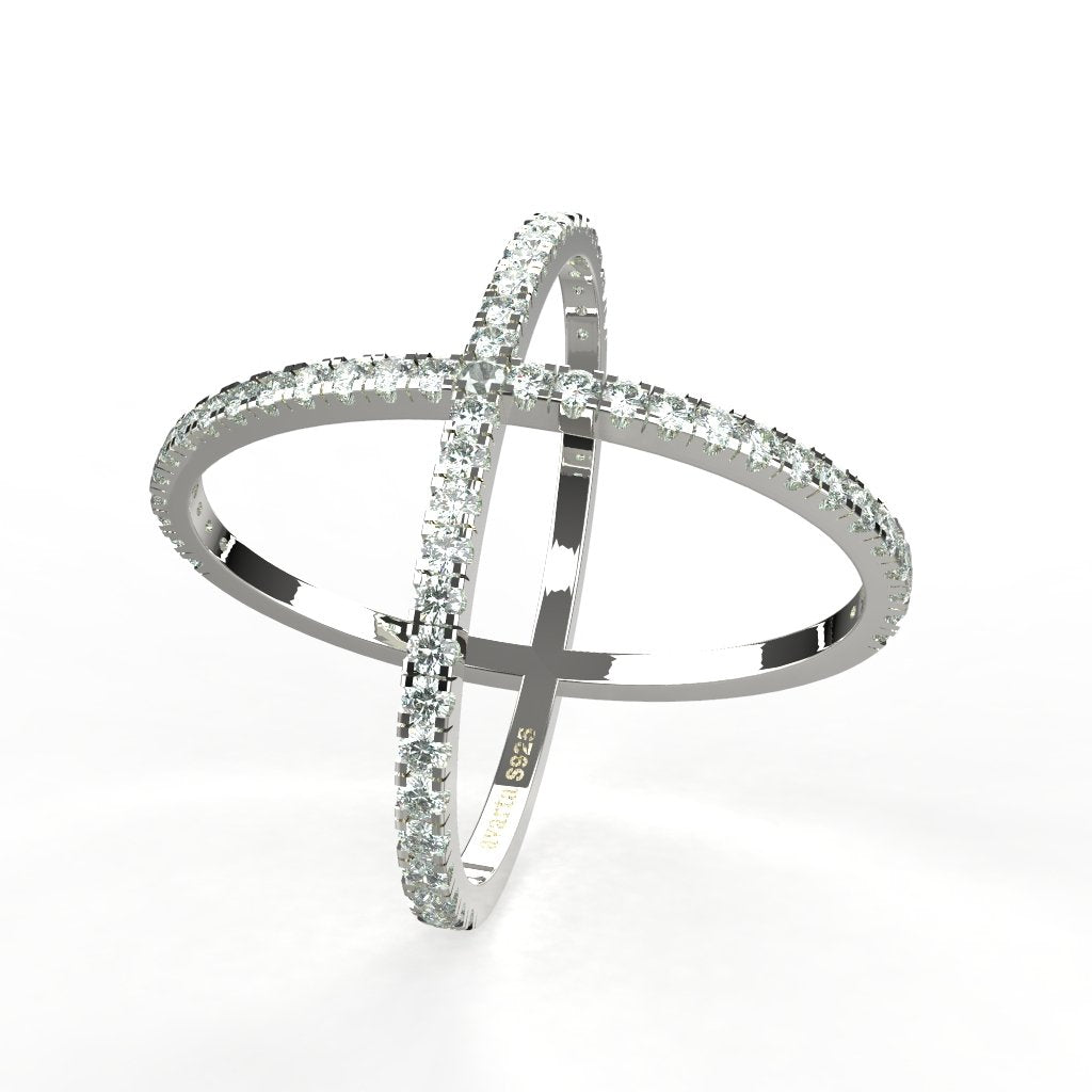 Avarta Jewellery Sterling Silver Criss Cross Ring For Girls &amp; Women Main image
