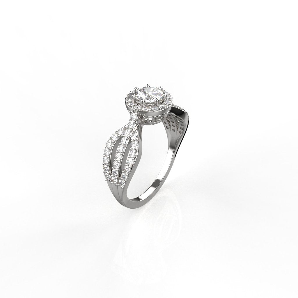 Avarta Jewellery Sterling Silver 0.50 Carat Solitaire Halo Ring For Girls &amp; Women Main image