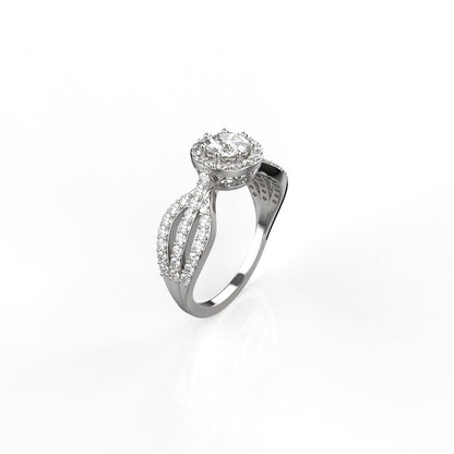 Avarta Jewellery Sterling Silver 0.50 Carat Solitaire Halo Ring For Girls &amp; Women