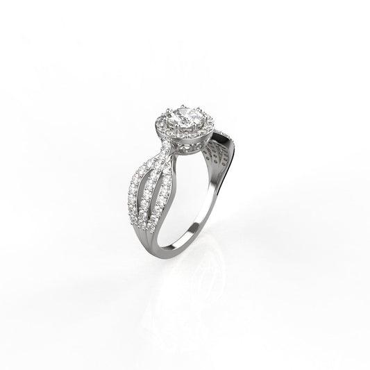 Avarta Jewellery Sterling Silver 0.50 Carat Solitaire Halo Ring For Girls &amp; Women