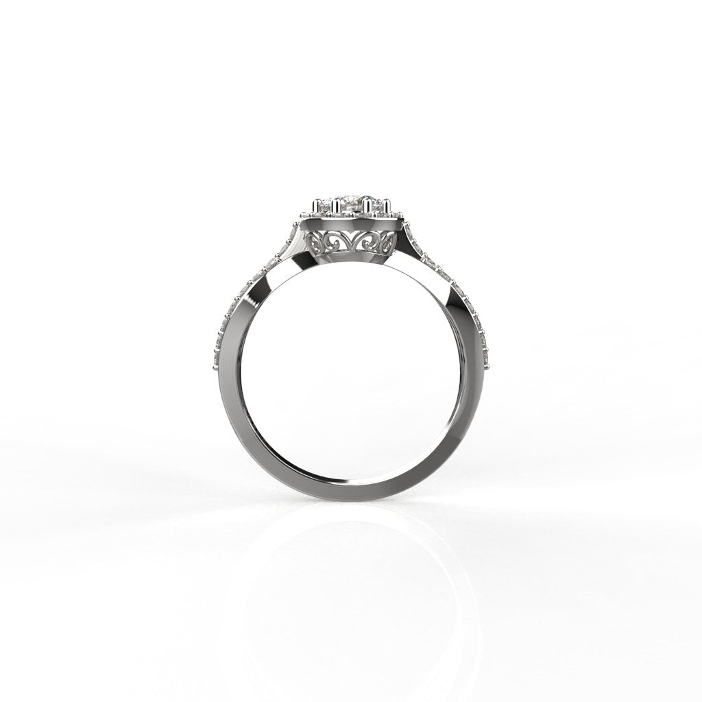 Avarta Jewellery Sterling Silver 0.50 Carat Solitaire Halo Ring For Girls &amp; Women