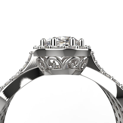 Avarta Jewellery Sterling Silver 0.50 Carat Solitaire Halo Ring For Girls &amp; Women