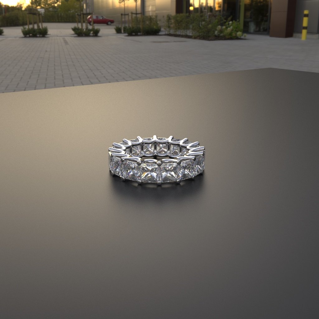 Avarta Jewellery Sterling Silver 8 Carat Princess Cut Eternity Band of 0.50 Carat Each
