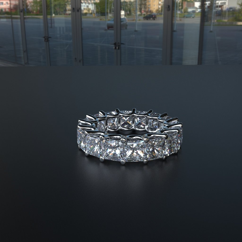 Avarta Jewellery Sterling Silver 8 Carat Princess Cut Eternity Band of 0.50 Carat Each