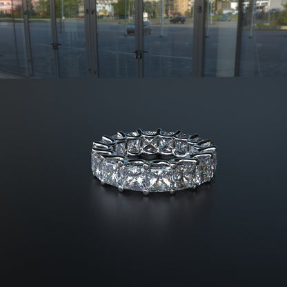 Avarta Jewellery Sterling Silver 8 Carat Princess Cut Eternity Band of 0.50 Carat Each
