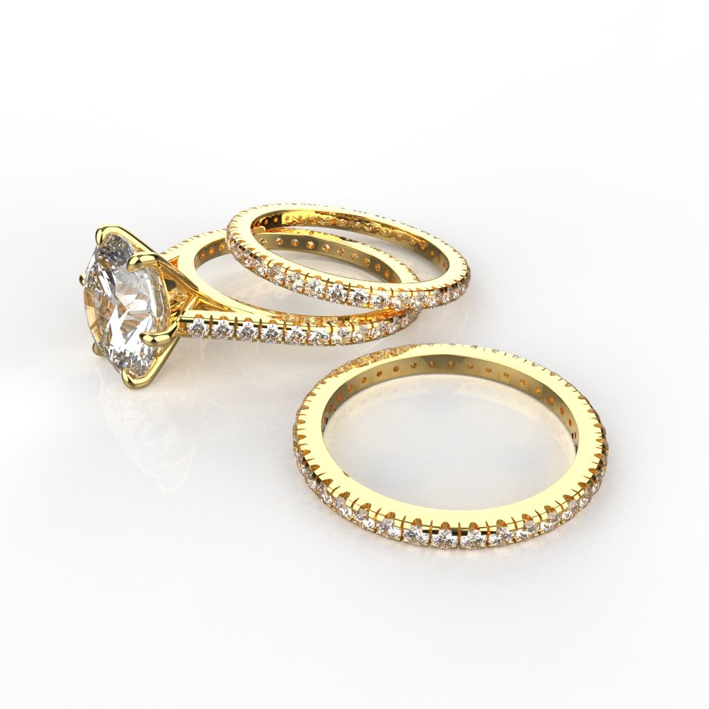 Avarta Jewellery Sterling Silver 3.80 Carat Solitaire &amp; Stackable Eternity Rings