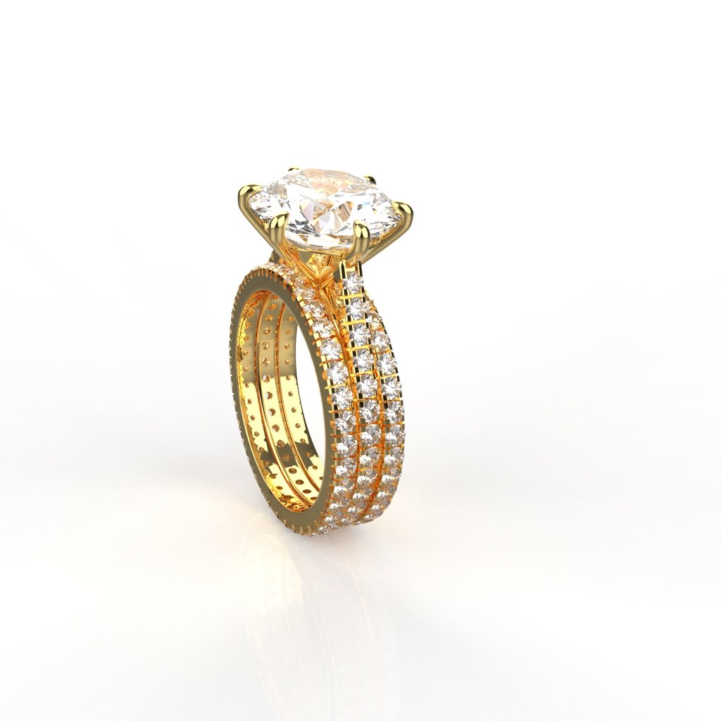 Avarta Jewellery Sterling Silver 3.80 Carat Solitaire &amp; Stackable Eternity Rings