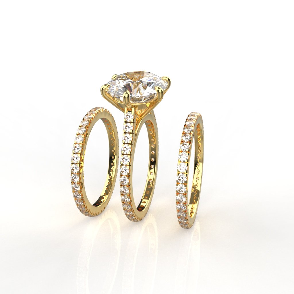 Avarta Jewellery Sterling Silver 3.80 Carat Solitaire &amp; Stackable Eternity Rings