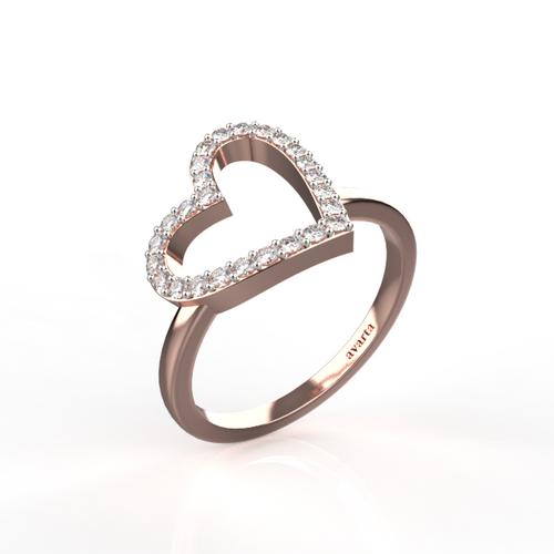 Avarta 14k Rose Gold Heart Diamond Ring