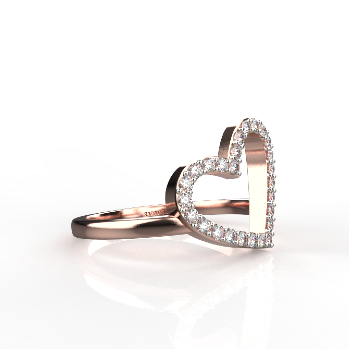 Avarta 14k Rose Gold Heart Diamond Ring