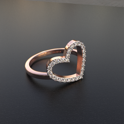 Avarta 14k Rose Gold Heart Diamond Ring