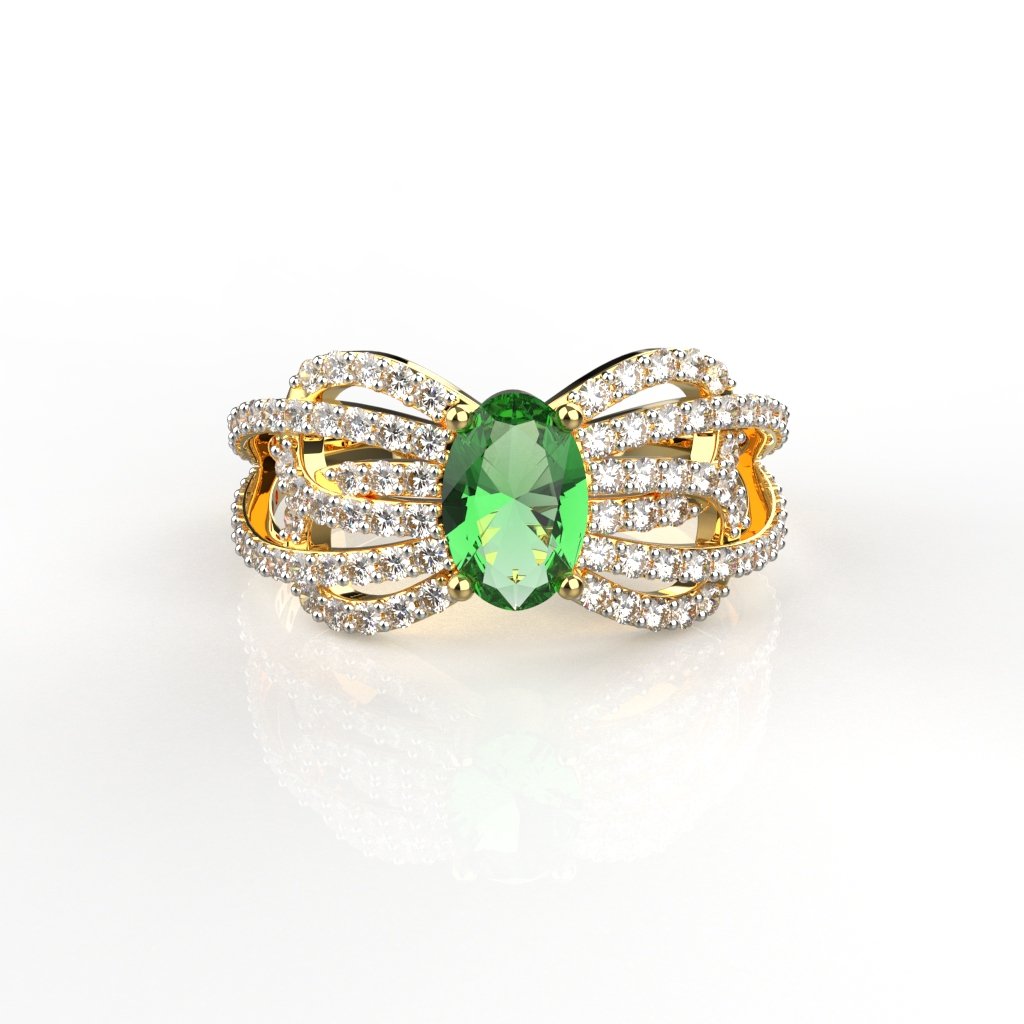Avarta Jewellery 18K Gold Moissanite Emerald Ring For Women &amp; Girls