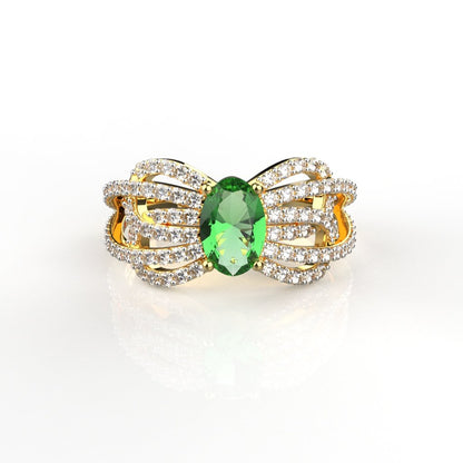 Avarta Jewellery 18K Gold Moissanite Emerald Ring For Women &amp; Girls