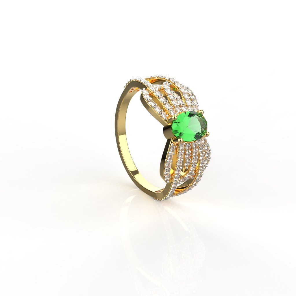 Avarta Jewellery 18K Gold Moissanite Emerald Ring For Women &amp; Girls