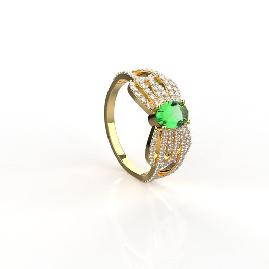 Avarta Jewellery 18K Gold Moissanite Emerald Ring For Women &amp; Girls