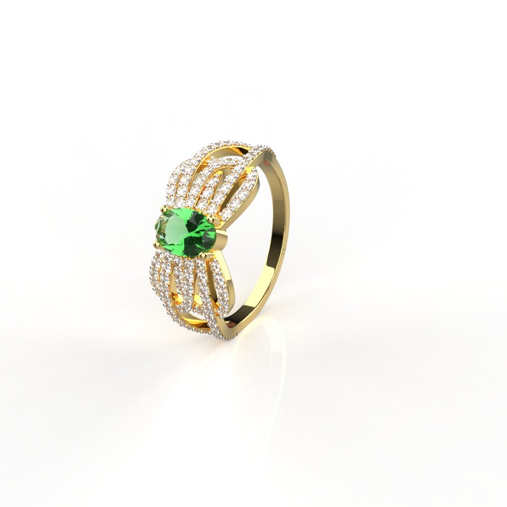 Avarta Jewellery 18K Gold Moissanite Emerald Ring For Women &amp; Girls