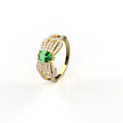 Avarta Jewellery 18K Gold Moissanite Emerald Ring For Women &amp; Girls