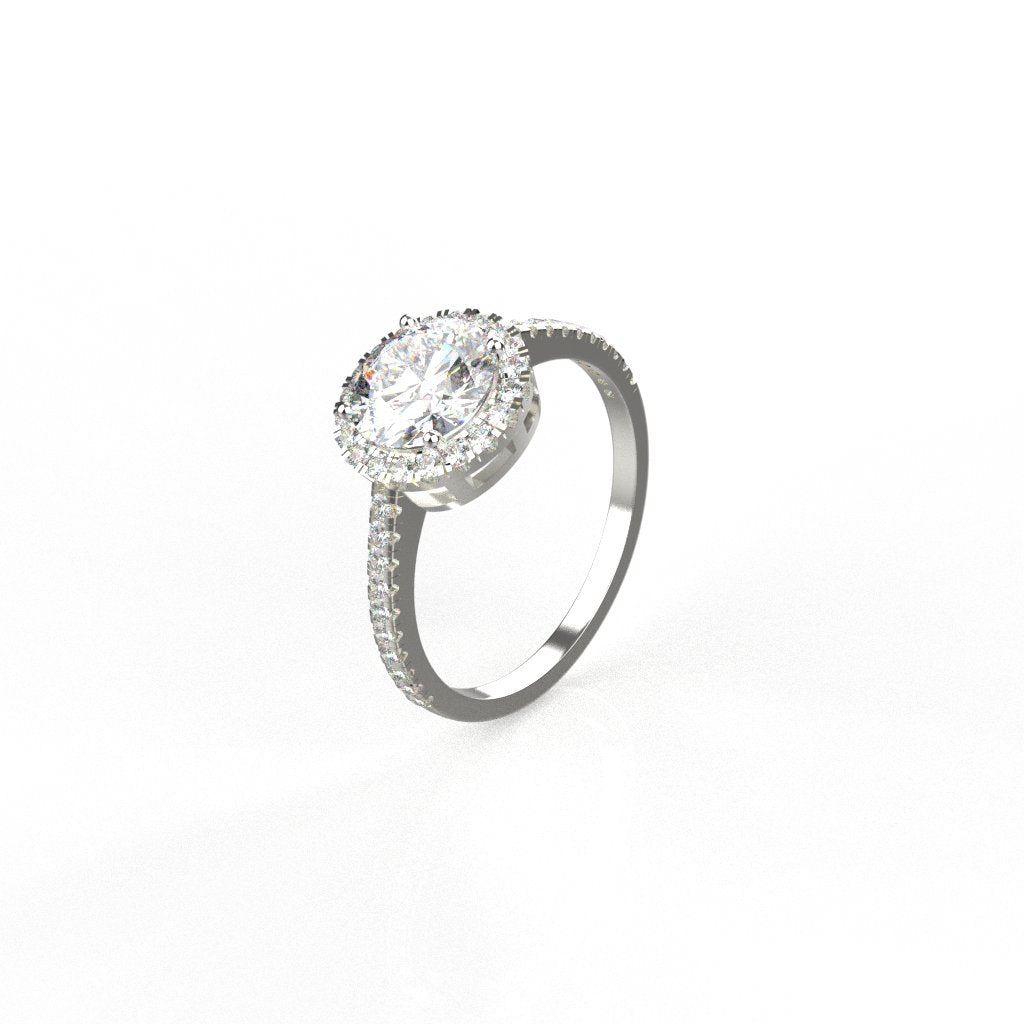 Avarta Jewellery 18k White Gold 1.50 Carat Moissanite Halo Ring