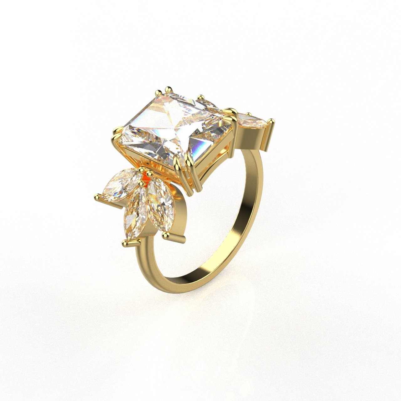 Avarta Jewellery 14k Gold 5 Carat Moissanite Cocktail Ring Main image