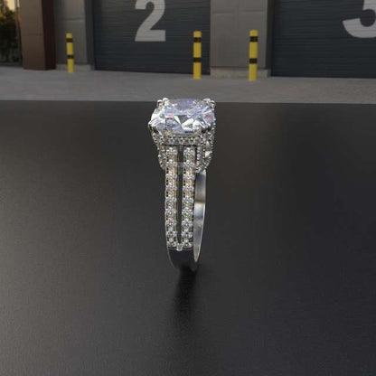 Avarta Jewellery 18K White Gold Engagement Cocktail Ring With Moissanite