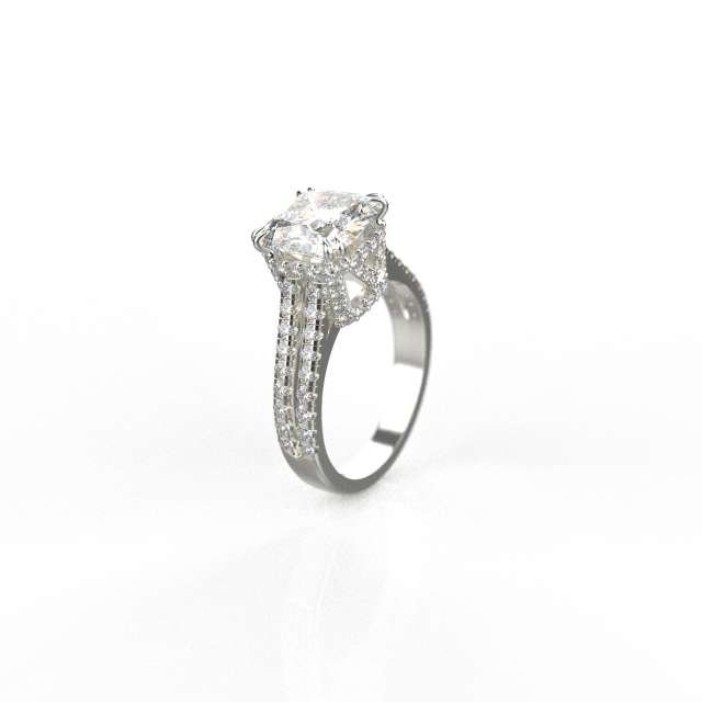 Avarta Jewellery 18K White Gold Engagement Cocktail Ring With Moissanite