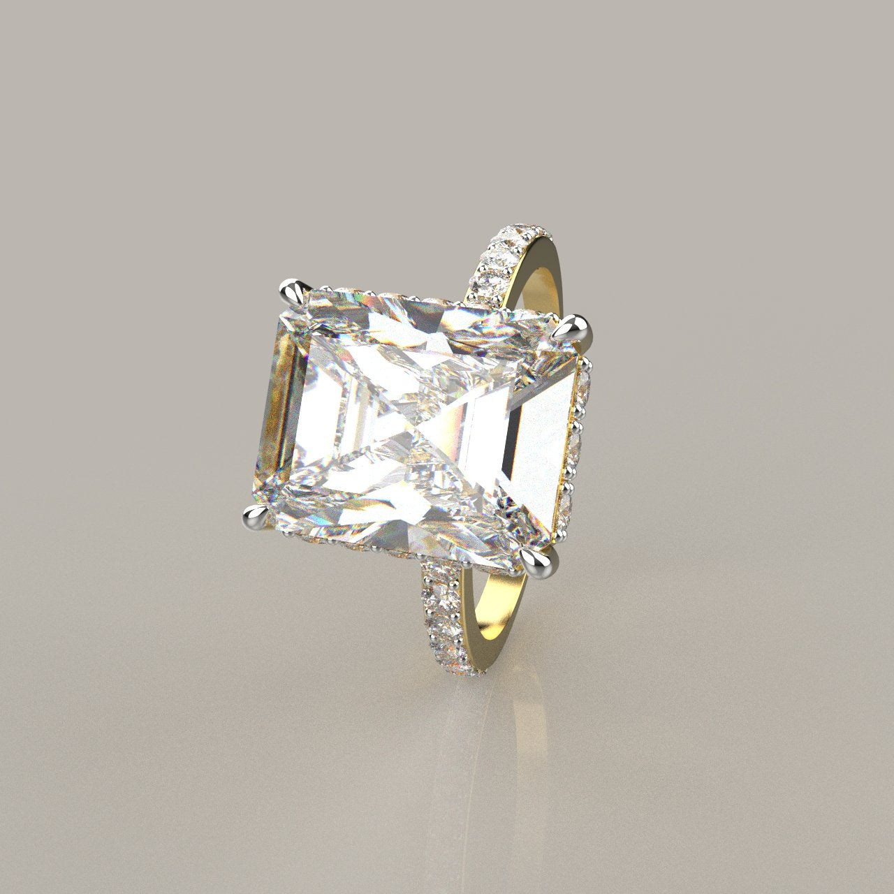 Avarta Jewellery 18k Gold 3 Carat Solitaire Moissanite Cocktail Ring