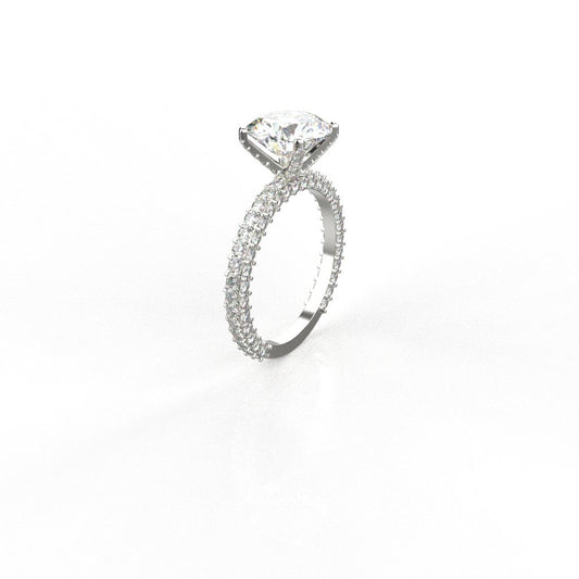 Avarta 18k White Gold 3 Carat Solitaire Moissanite Cocktail Ring