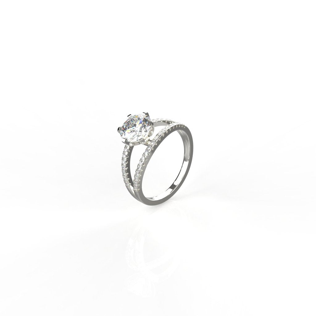 Avarta Jewellery 18k White Gold Bridal Solitaire Moissanites Ring